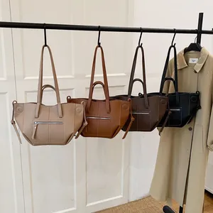 Litchi texture wing tote bags in four classic colors for daily commute and casual style