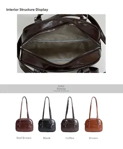 Détail de l'intérieur à deux compartiments et quatre options de couleur du sac rétro