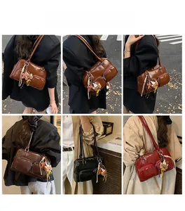Borse a spalla vintage in ecopelle nei colori marrone, caffè, nero e bordeaux scuro
