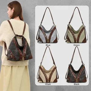 Retro canvas convertible tote backpack for women in multiple versatile colors