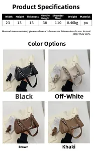 Details zur Größe der PU-Leder-Dreieckstasche mit Kettenriemen und Maßtabelle