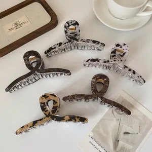 Grande Pince à Cheveux Imprimé Marbre et Léopard pour Femmes Mode Style Français Pince Requin en Acrylique Accessoires