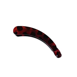 Pince à cheveux banane classique motif léopard marron foncé avec finition brillante