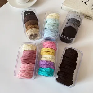 6-pack of high-elasticity ribbed hair ties in diverse colors with storage boxes