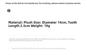 Specifiche del cerchietto in peluche con diametro 14 cm e denti lunghi 2,5 cm