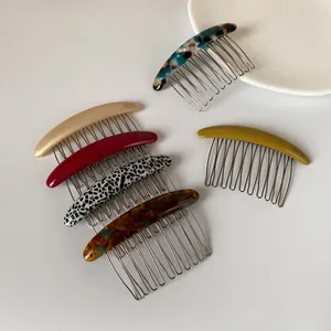 Elegant tortoiseshell and acetate metal hair comb set for high cranial top styling