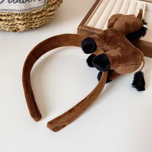 Süßer brauner Plüsch-Pony-Haarreif für Kinder und Erwachsene, kreatives Tier-Haar-Accessoire