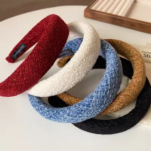 Lot de 5 serre-têtes épais en tweed aux couleurs vintage variées pour femmes
