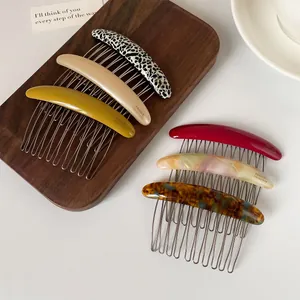 Set of 6 French style tortoiseshell hair side combs for voluminous hair styling
