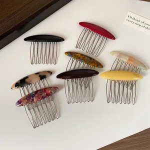 Set di 7 pettini per capelli fatti a mano in acetato colorato con denti in metallo