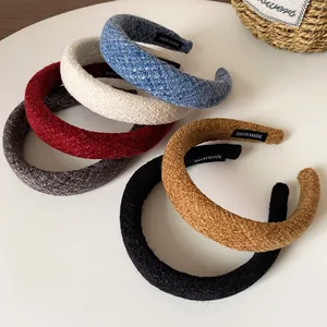 Serre-têtes rembourrés en tweed élégants en six couleurs dont bleu, bordeaux et gris