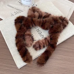 Serre-tête oreilles de chat en fausse fourrure marron pour l'automne-hiver