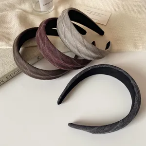 Serre-têtes larges en tissu classique à motif sergé avec style de sommet haut