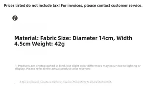 Size specifications for the red sequin headband showing 14cm diameter and 4.5cm width