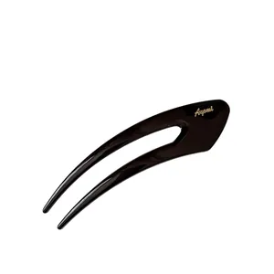 Sleek black U-shaped hair pin with golden Ayumi lettering for elegant hair styling