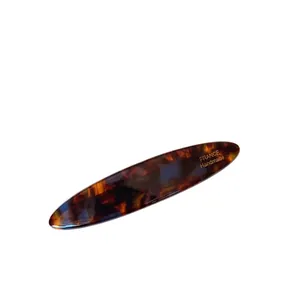 Classic tortoise shell acetate spring hair clip with France Handmade golden lettering