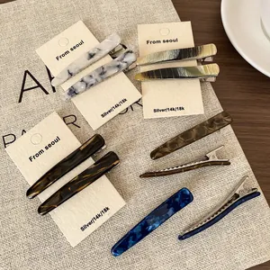 Lot de barrettes à cheveux rétro en acétate avec motifs marbrés et ambre élégants