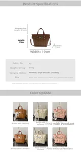 Spécifications de taille pour un mini sac seau à motifs avec plusieurs coloris