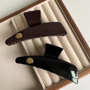 Large Hair Claw Clip French Vintage Resin Hair Jaw Clip Brown Black Solid Color Hair Accessories For Women Korean Style Strong Hold Hair Clamp