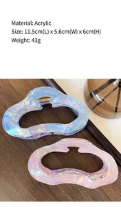 Detailed view of large iridescent acrylic claw clip showing dimensions 11.5cm length