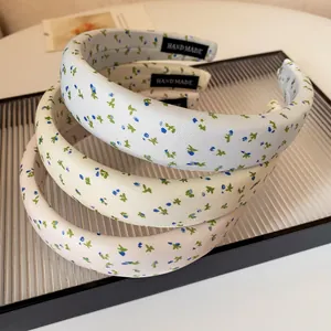 Korean Style Floral Padded Headband For Women Sweet Fresh Cloth Sponge Thickened Hair Band Retro Elegant Hair Hoop Headpiece