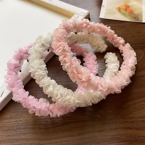 Serre-Tête Enfant en Maille Plissée Antidérapant Avec Dents Style Fée Princesse Bandeau pour Filles Accessoires Cheveux