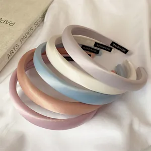 Serre-tête en Satin Nacré Rembourré de Style Coréen pour Femmes Sommet Cranien Haut Large Bord Fait à la Main Éponge Accessoires Cheveux