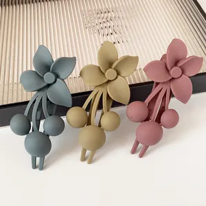 Morandi flower hair clips set in blue, green, and pink with matte finish and mallow design