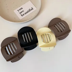 Retro matte square hair claw clips set in black, beige and coffee for elegant hairstyling
