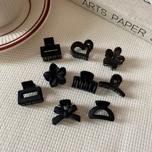 Lot de 9 pinces à cheveux noires avec nœuds, finitions mates et brillantes pour femmes