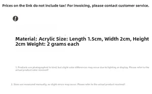 Detailed size specifications of mini acrylic hair claw clip with 1.5x2x2cm dimensions