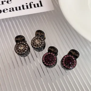 Mini Rhinestone Hair Claw Clips Set For Women Small Sparkling Crystal Hair Claws For Fringe Bangs Princess Hair Styling Accessories