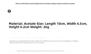 Detailed specifications for the starfish hair claw clip made of acetic acid material