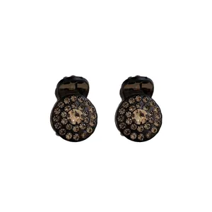 Mini rhinestone hair claws in champagne brown for bangs and half-up hairstyles
