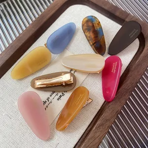 Lot de 8 barrettes à cheveux en acétate coloré en forme de goutte avec lettrage doré