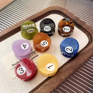 Set di 8 mini mollette per capelli stile palle da biliardo colorate con numeri da 1 a 8