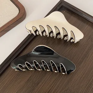 French Style Acetate Hair Claw Clip Minimalist Wavy Line Shark Clip Elegant Contrast Edge Hair Catch Clip For Women Styling Accessories