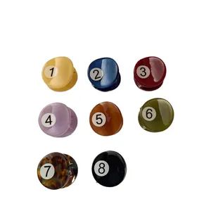 Set di 8 mollette per capelli in acetato a forma di palla da biliardo colorate con numeri
