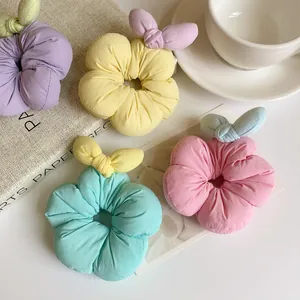 Floral scrunchies in pastel colors for girls bun or ponytail hairstyles