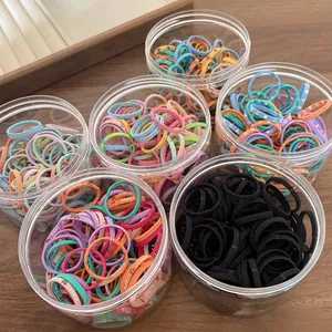 Kids High Elasticity Hair Ties Set With Jar Nylon Colorful Strawberry Cherry Heart Pattern Non Damage Scrunchies Hair Accessories For Girls Toddler Daily Styling