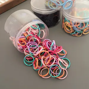 Kids elastic hair bands set with cherry pattern in clear jar, multi-color ties for girls