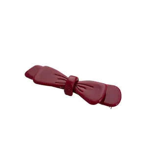Elegante fermaglio per capelli a fiocco rosso scuro in acetato con finitura lucida