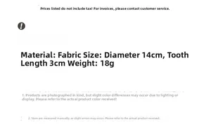 Spécifications de taille du serre-tête en tissu de 14 cm de diamètre et dents de 3 cm