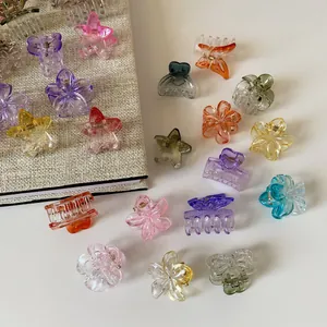 Mini mollette colorate per capelli a forma di stella e farfalla in stile jelly