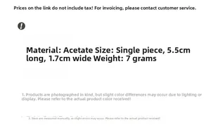 Detailed specifications of the 5.5cm acetate hair clip showing size and material info