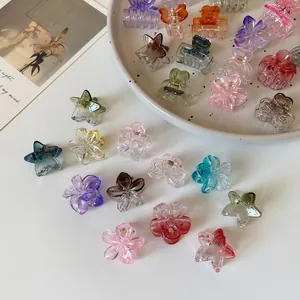 Set di mini fermagli per capelli a forma di stella e fiore in resina dai colori pastello