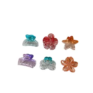 Set di 6 mini mollette per capelli colorate a forma di cuore, fiore e stella per donne