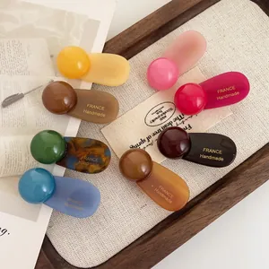 Handmade resin ball hair clips set in 8 colors for girls elegant side hair styling