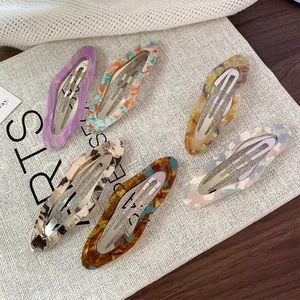 Women Girls Cute Cloud Shape Acetate Snap Clips Handmade Marble Tortoiseshell Hair Barrette Side Fringe Hair Accessories