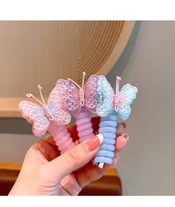 Detaillierte Schmetterlings-Haarklammer mit Stickerei und spiralförmiger Basis im Set